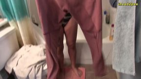 asian milf pees her yoga pants real pee desperation