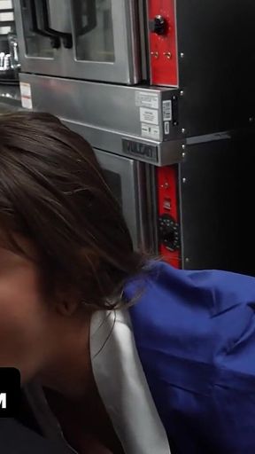 Petite Bunny Fae Takes on the Entire Kitchen Crew in a Wild Restaurant Gangbang