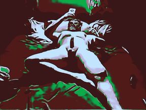 Erotic animation with a naked man in bed