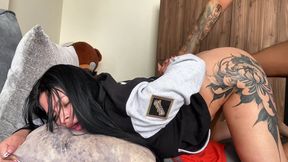 Stepsister catches me masturbating with her videos, but she decides to fulfill that fantasy