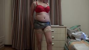 An appetizing milf undresses in front of a web camera  Big tits &mdash;  hairy pussy and nice ass  Amateur  Homemade
