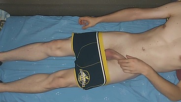Hot Student in Black Boxers Cums After Classes