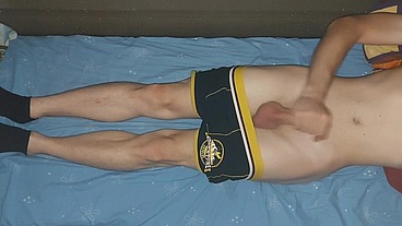 Hot Student in Black Boxers Cums After Classes