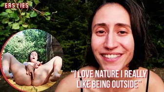 Brazilian biologist pleasures her tattooed body and hairy pussy outdoors