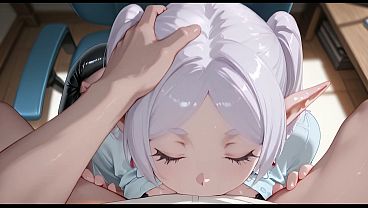 Frieren came to her boss to ask for a raise. Frieren has sex with her boss. Frieren hentai cosplay (AI-generated)