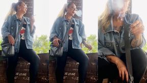 Red Marlboro - EXTREME COUGH - The best coughing video you will see today - Deep Inhales, Puffs, Nose exhales, Crush, Jeans jacket, Leggings, All Star Converse, Red lipstick, Long nails