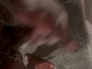Straight guy fingers ass and masturbates in spa