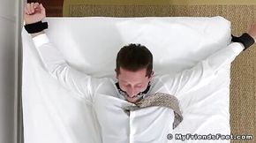 Bound amateur with mouthfold tickle tormented on yummy feet
