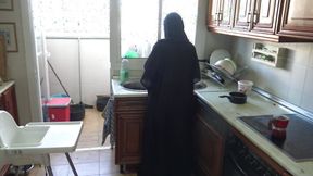 German Grandpa Fucks His Submissive Arab Maid in the Kitchen