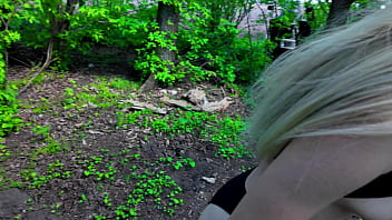 Masturbating virgin pink pussy in the woods Public jerk off orgasm almost caught 4K 60FPS