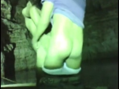 Twinks fuck bareback in a cave