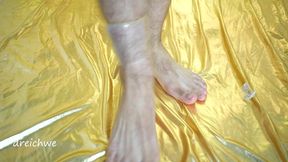 feet with condoms