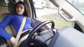 Petite Latina wife masturbates in public campground
