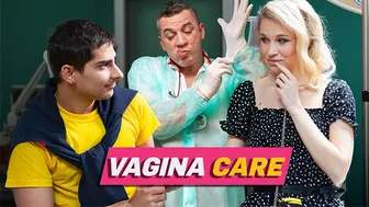 Blonde Czech wife gets a thorough pussy exam from the doctor