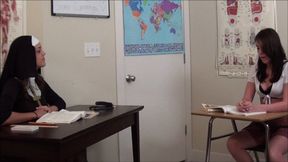 The horny nun sucks some pantyhose toes!