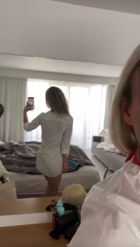 Red Bikini Tease in Public