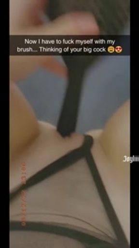 Snapchat slut sexting with hairbrush while step bro next door (@real.joyliii add me)
