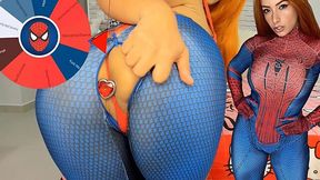 Mary Jane's naughty cosplay blowjob with bouncing tits and buttplug challenge!