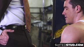Mark Blue drills mechanic Presley Scott deep with thick cock