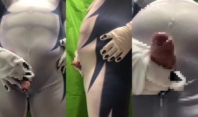 Chubby Jap Suit Freak Jerks Massive Cock Gushes Cum Flood