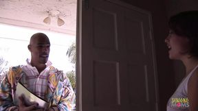 Home alone housewife invites over a african stranger to bang her