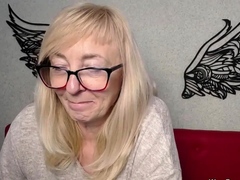 Blonde MILF with glasses on webcam