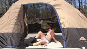Finding & Blowing Balloons In Tent in Deep Woods Florida - Mp4