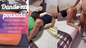 aventura da belinha - parte 1: parou num hotel de beira de estrada e deu muito pros funcionarios acabou levando gozada no cuzinho, na boca e na buceta