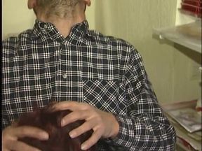 Old slut sucks a huge cock then rides it hard in the office