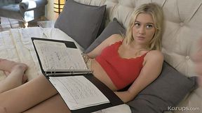 Blonde Skyler Storm delivers messy blowjob with golden locks