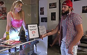 Porn shop owner binds and fucks trucker