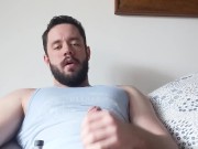Young College Jock with Big Hard Cock Huffs on Couch