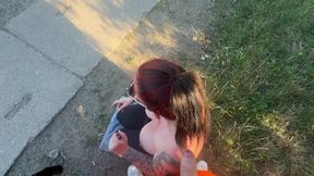 Outdoor blowjob in the middle of the WAY