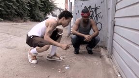 Black thug gives head and gets fucked hard from the back