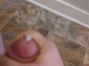 Chubby Tranny Jerks Off In The Bathroom