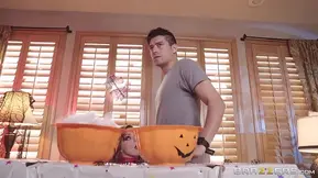 Unfaithful wife fucks her hubby's best friend before Halloween party