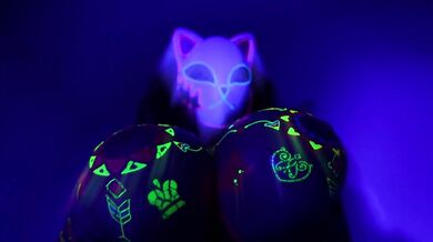 Neon tattooed tits choke cum gushing challenge