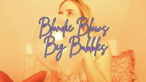 Cute Blonde Blows Big Glossy Bubbles