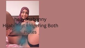 Hijabi in Fishnets, Fingering BOTH Holes!