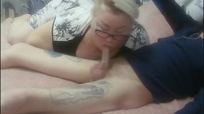 Neighbor Barely Swallowed All the Cum After Blowjob