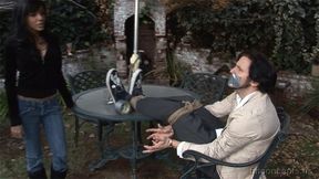 MIB Hunter Lela Star Found Her Man and Has Him Bound to the Outdoor Patio Set!