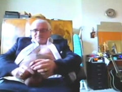 Suited Grandpa Cum On His Pants