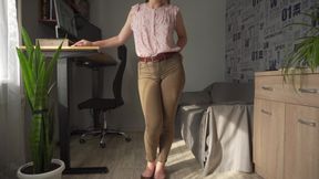 Naughty Colleague Showing off Wedgie Pussy