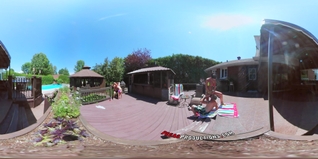 3-Way Porn - VR Group Orgy by the Pool in Public 360