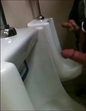 Outdoor Wank Session for Two Slim Dicks at the Urinals