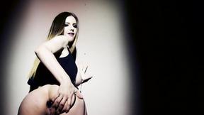 ”Edgy hot girl with big boobs & nipple clips masturbates her ass & beaver hard”