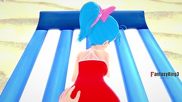 young bulma on the beach - dragon ball