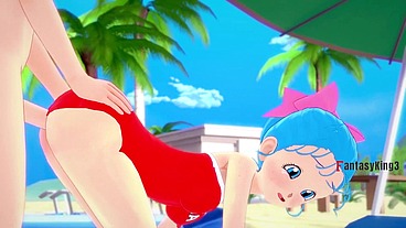 young bulma on the beach - dragon ball