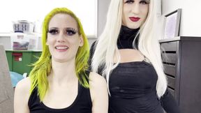 Man and Woman Putting on Lipliner and Lipstick