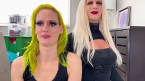 Man and Woman Putting on Lipliner and Lipstick